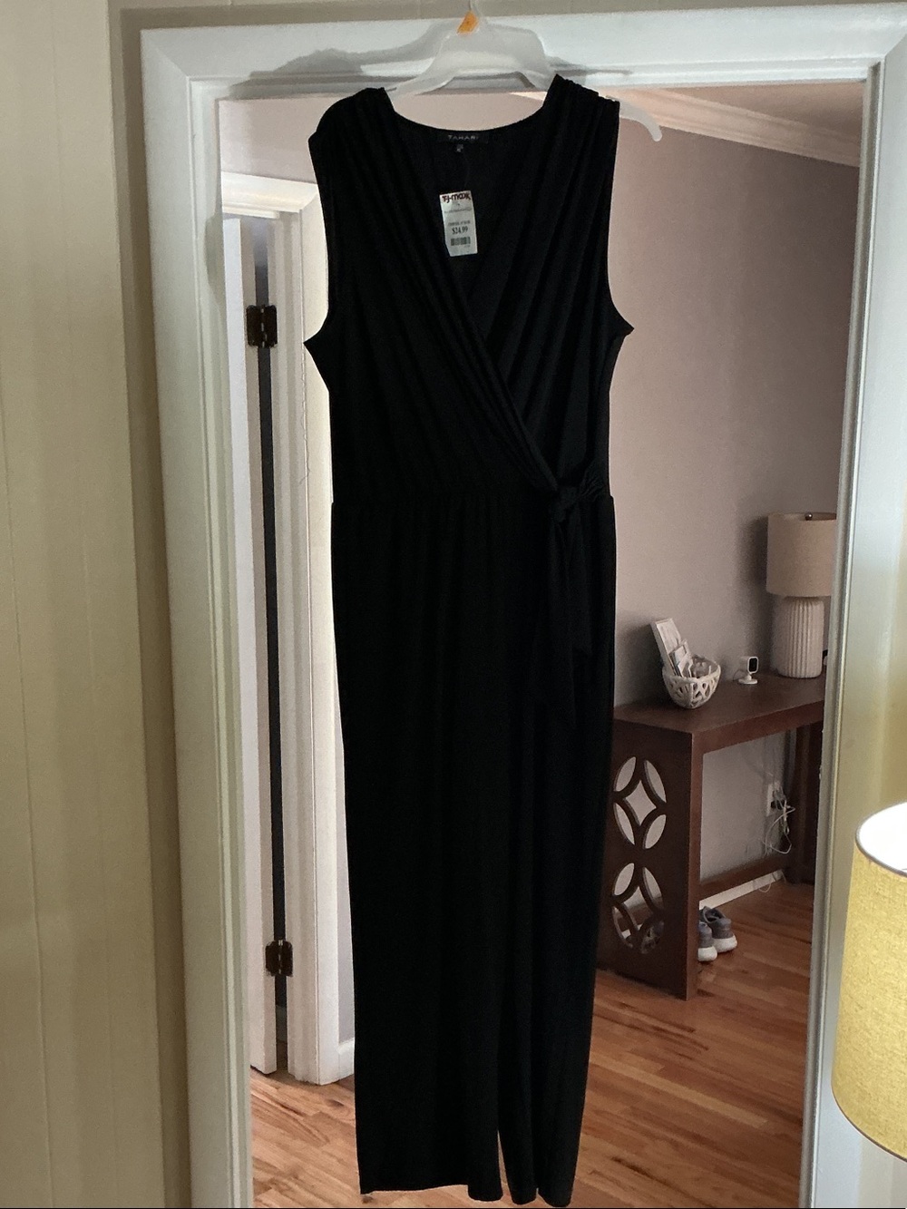 Tahari Black Sleeveless Wrap-Style Maxi Dress